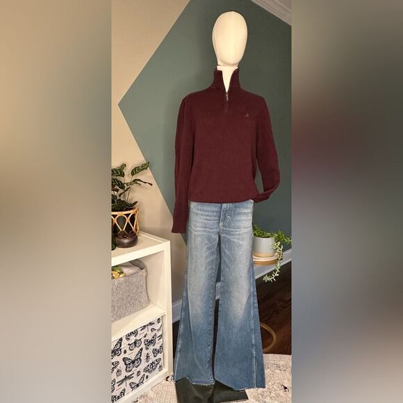 Nautica Men’s Medium Burgundy Red Pullover 1/4 Zip Casual Tight Knit Sweater - Picture 2 of 12